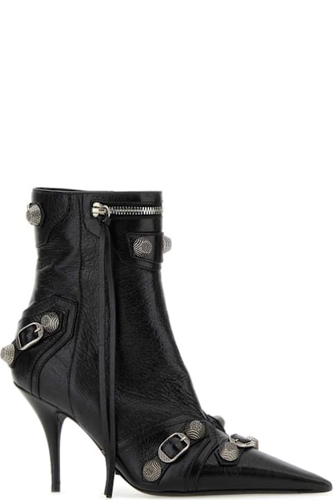 Balenciaga Boots for Women Balenciaga Black Leather Cagole Ankle Boots