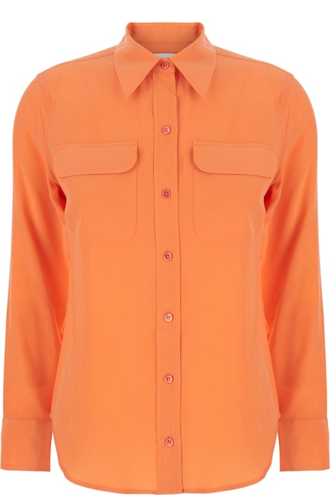 Homeware Equipment 
signature
 Orange Shirt With Pointed Collar In Silk Woman