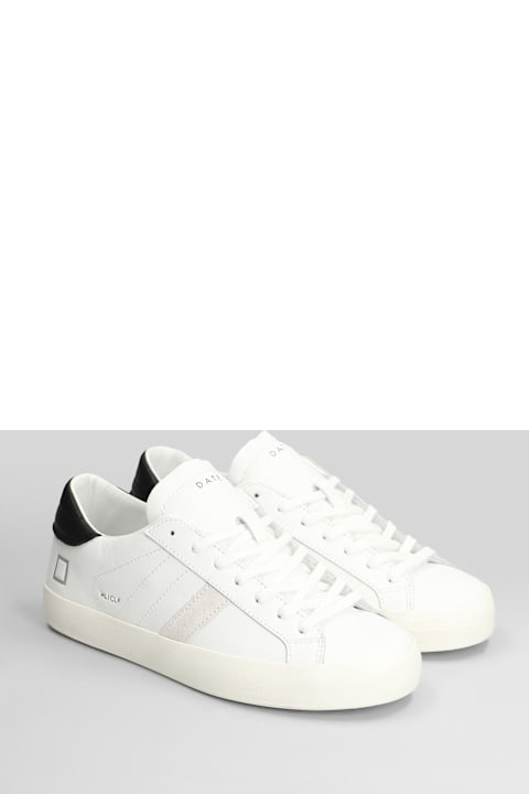 D.A.T.E. Hill Low Calf Sneakers In White Leather
