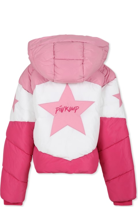 Homeware Pinko Pink Crop Down Jacket For Girl With Logo