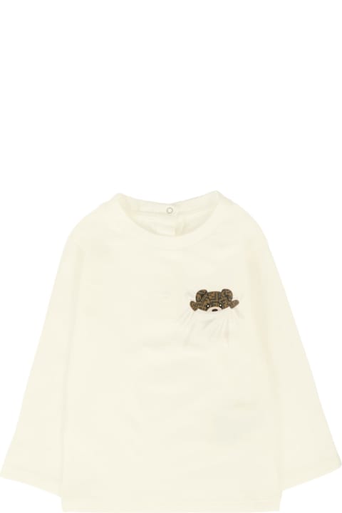 Homeware Fendi Ivory T-shirt For Babykids With Fendi Bear