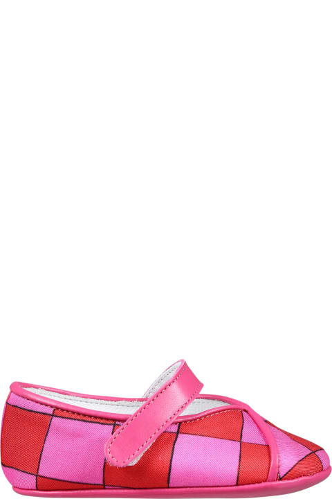 Shoes for Baby Girls Pucci Multicolor Ballet Flats For Baby Girl With Iconic Multicolor Print