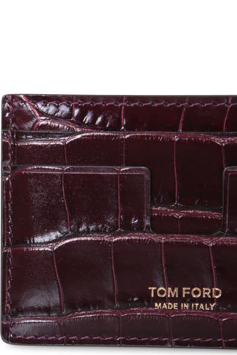 【関税＆送料込み】Tom Ford Bordeaux Card Holder With Embos Tom Ford Crocodile Bordeaux Card Holder | italist
