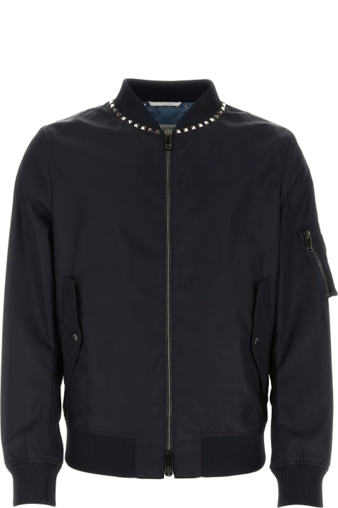 Valentino Clothing for Men Valentino Midnight Blue Nylon Bomber Jacket