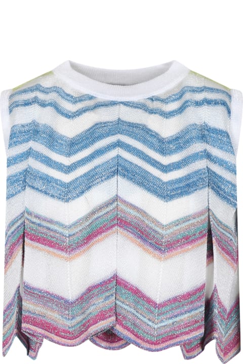 Missoni Topwear for Girls Missoni Multicolor Top For Girl With Chevron Pattern