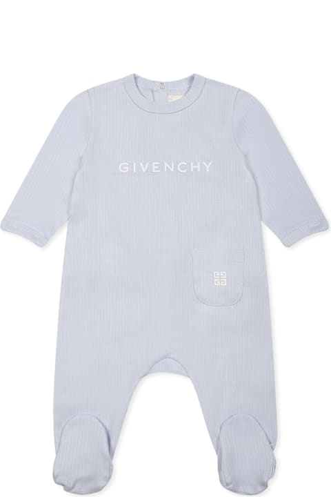 Givenchy Bodysuits & Sets for Women Givenchy Light Blue Romper Set For Baby Boy With Logo