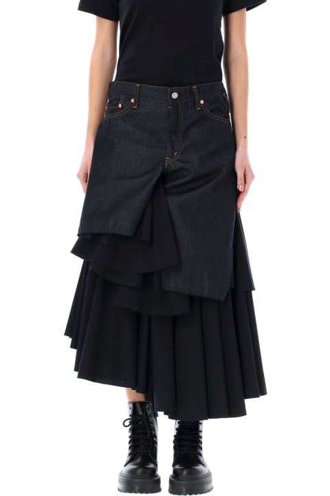 Fashion for Women Junya Watanabe Panelled Asymmetric Levi's Midi Skirt