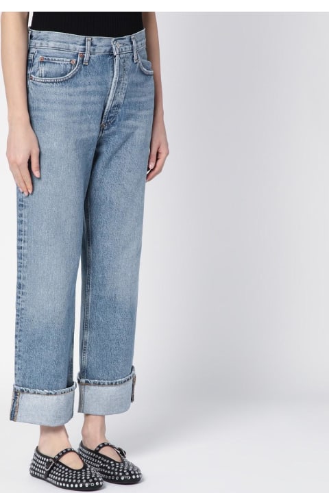 Homeware AGOLDE Light Blue Fran Jeans In Organic Denim With Turn-ups