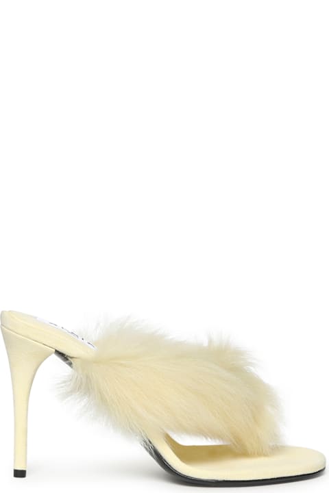 Homeware Alaia Leather And Shearling Flip-flop Mules