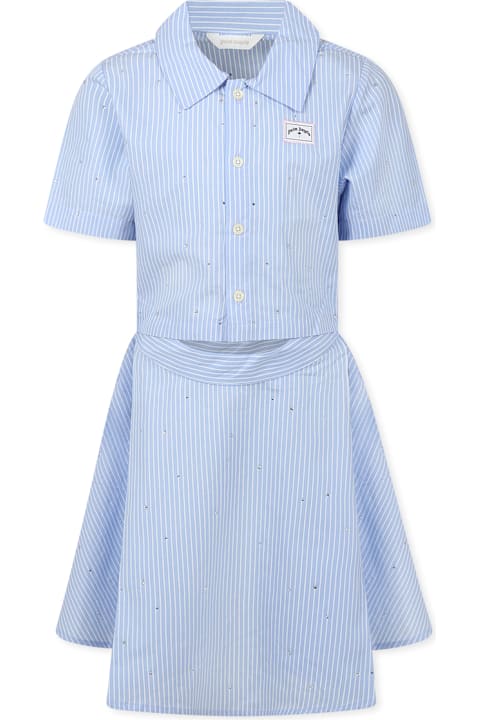 Palm Angels فساتين لـ بنات Palm Angels Light Blue Dress For Girl With Logo
