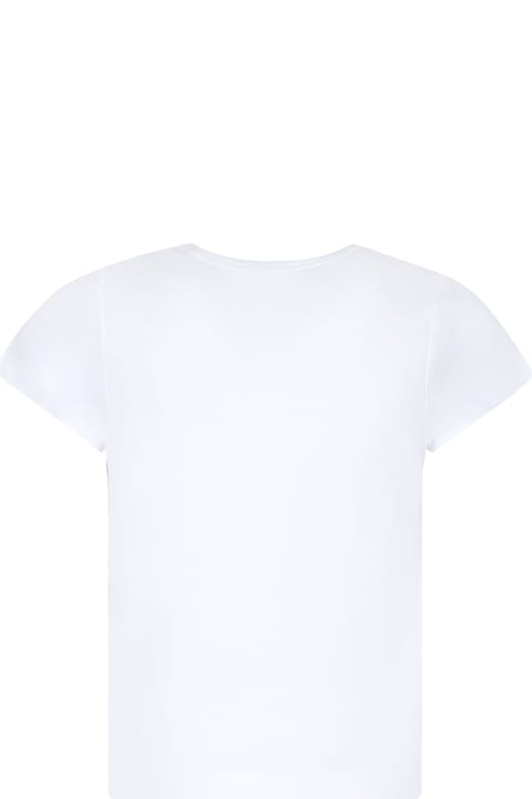 Rykiel Enfant for Girls Rykiel Enfant White T-shirt For Girl With Logo And Rhinestone