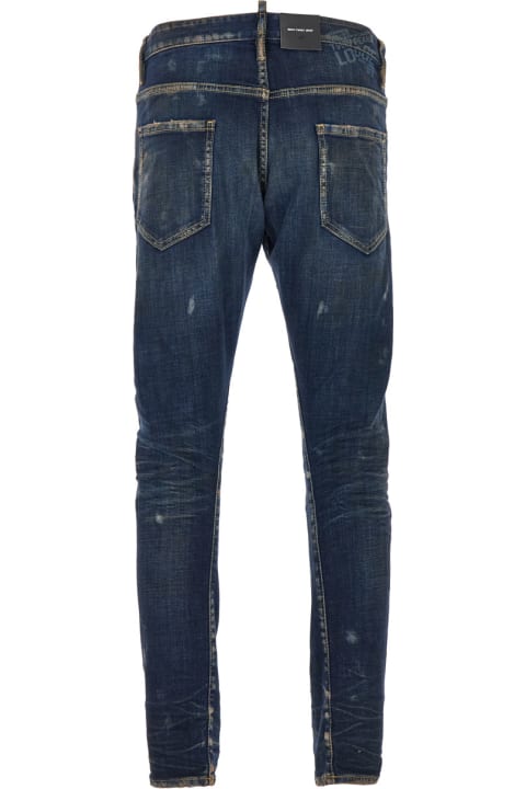 Dsquared2 Jeans for Men Dsquared2 'sexy Twist' Blue Jeans With Used Effect And Rips In Stretch Cotton Denim Man