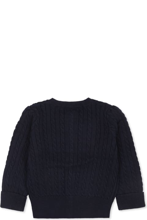 ベビーガールズ Ralph Laurenのニットウェア＆スウェットシャツ Ralph Lauren Blue Cardigan For Baby Girl With Logo