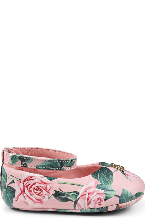 Dolce & Gabbana Shoes for Baby Girls Dolce & Gabbana Pink Ballet Flats For Baby Girl With Logo