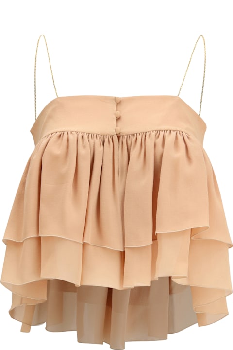 Homeware Chloé Sleeveless Ruffled Top In Silk Georgette