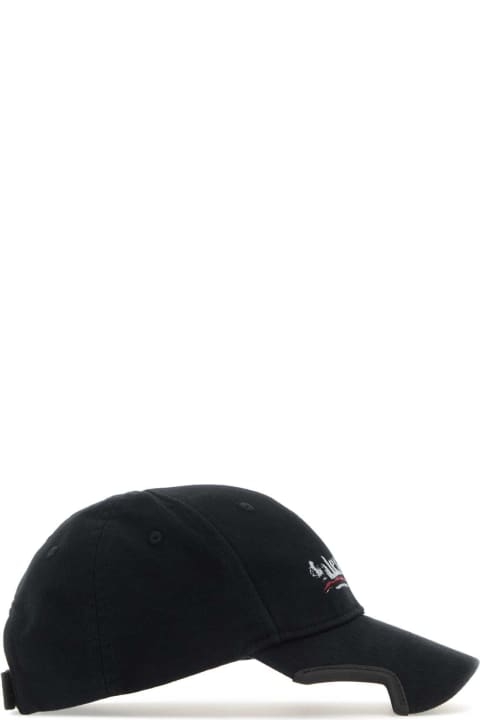 Accessories for Women Balenciaga Black Drill Politico Stencil Baseball Cap