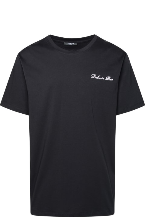 'balmain Iconica' Black Cotton T-shirt