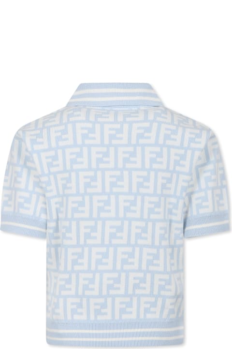 Homeware Fendi Light Blue Polo Shirt For Boy With Ff