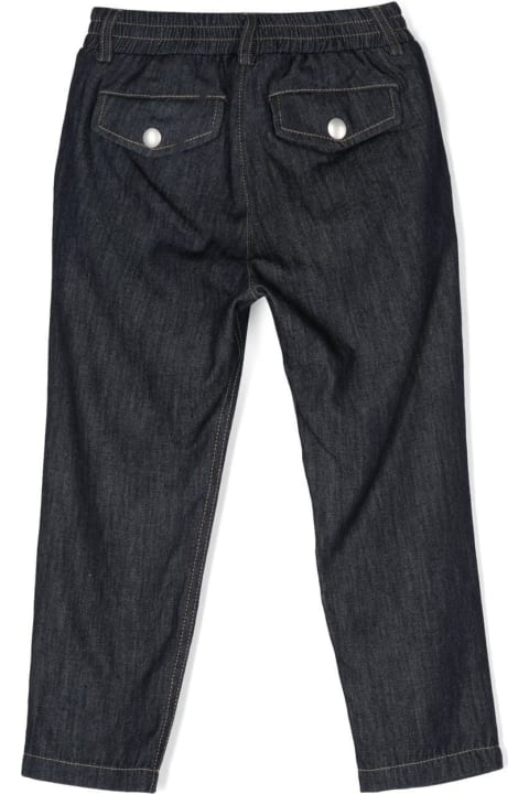 Bottoms for Boys Eleventy Blue Denim Drawstring Trousers