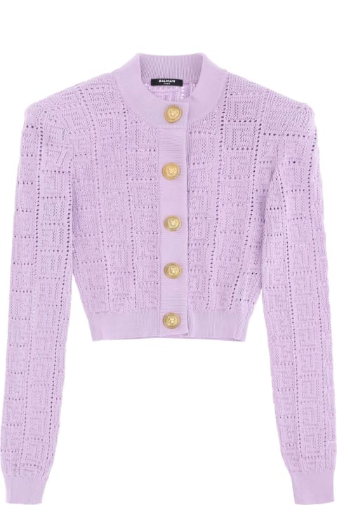 Sweaters for Women Balmain Crew-neck Cardigan With Embossed Buttons