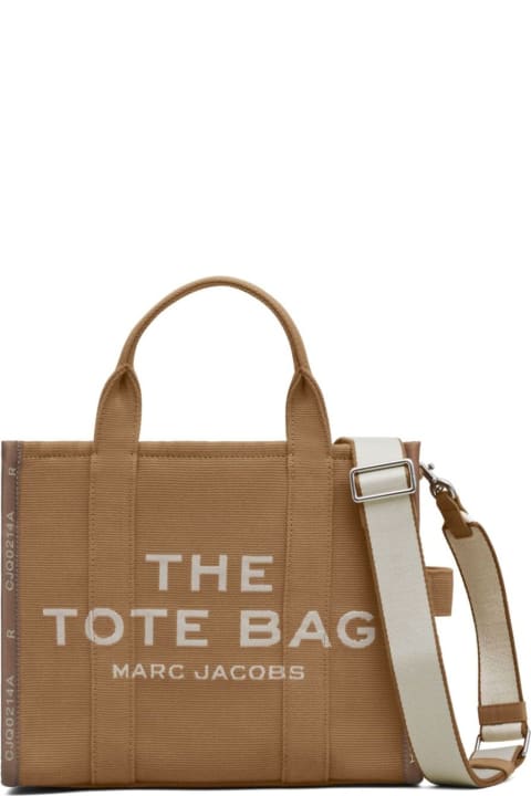 Marc Jacobs Totes for Women Marc Jacobs 'small Tote' Beige Tote With Contrasting Logo Embroidery In Cotton And Polyester Woman