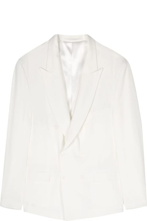 Family First Milano Men Family First Milano Off-white Wool Blend Double-breasted Blazer