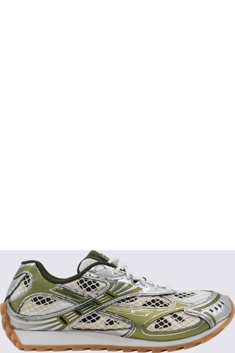 Homeware Bottega Veneta White And Green Orbit Sneakers