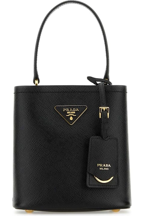 Homeware Prada Black Leather Small Panier Handbag