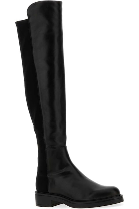Homeware Stuart Weitzman Black Nappa Leather And Fabric Celia Boots