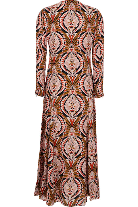 Farm Rio Clothing for Women Farm Rio 'pineapple Jewelry' Multicolor Midi Dress With Flared Hem And All-over Floral Print In Tech Fabric Woman