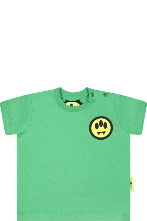 Sale for Baby Girls Barrow Green T-shirt For Babykids With Smiley