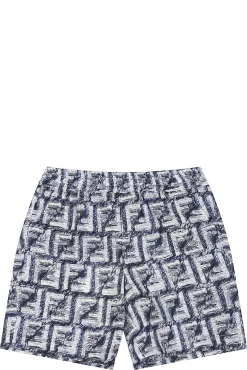 Fendi for Baby Girls Fendi Blue Shorts For Baby Boy With Iconic Ff