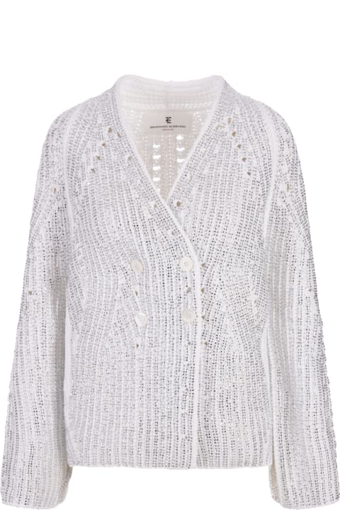 Ermanno Scervino Sweaters for Women Ermanno Scervino Pearl Stitch Cardigan In White