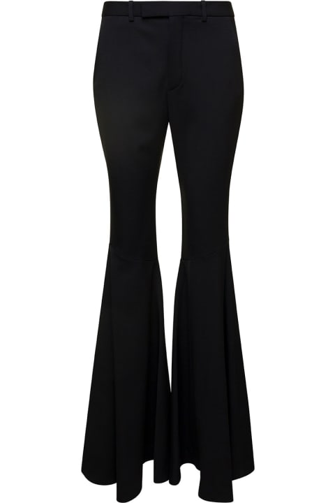 Black High-waisted Flared Trousers In Cotton Woman
