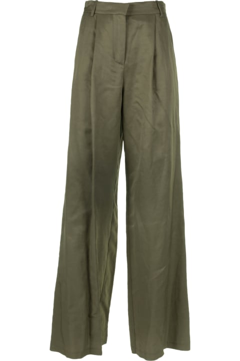 Kaos Pants & Shorts for Women Kaos Military Green High-waisted Wide Leg Trousers