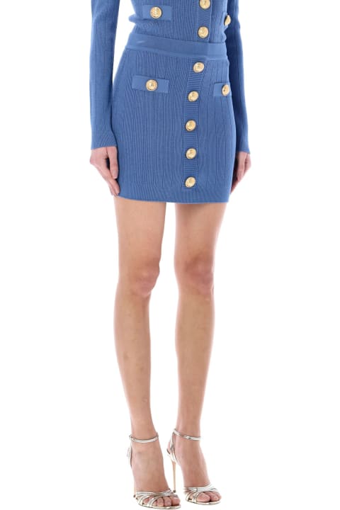 Short Knitted Buttoned Skirt