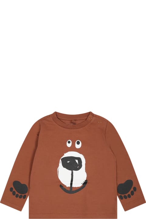 Stella McCartney Kids T-Shirts & Polo Shirts for Baby Girls Stella McCartney Kids Brown T-shirt For Baby Boy With Print