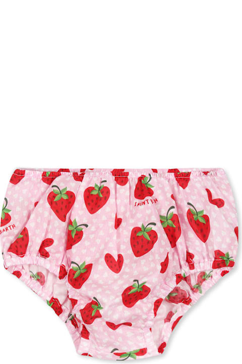 MC2 Saint Barth for Baby Girls MC2 Saint Barth Pink Briefs For Baby Girl With Strawberry Print