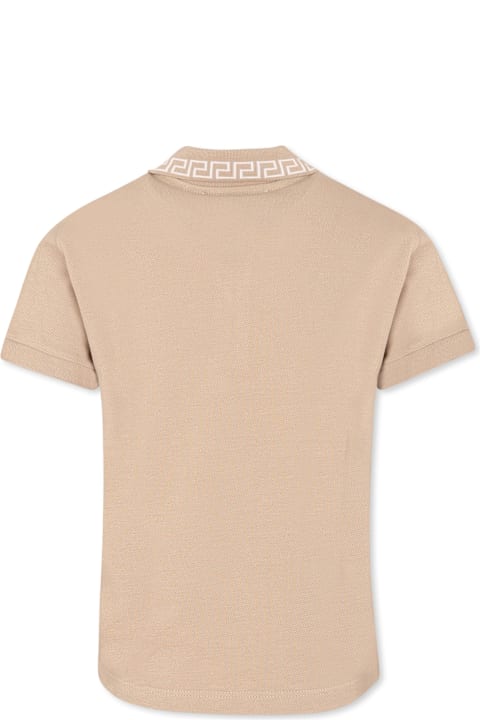 Versace T-Shirts & Polo Shirts for Boys Versace Beige Polo Shirt For Boy With Medusa