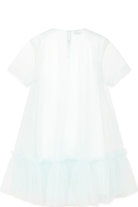 Fendi فساتين لـ بنات Fendi Green Dress For Girl With Logo