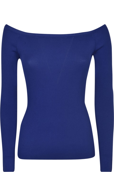 Parosh Sweaters for Women Parosh Off-shoulder Plain Knit Top