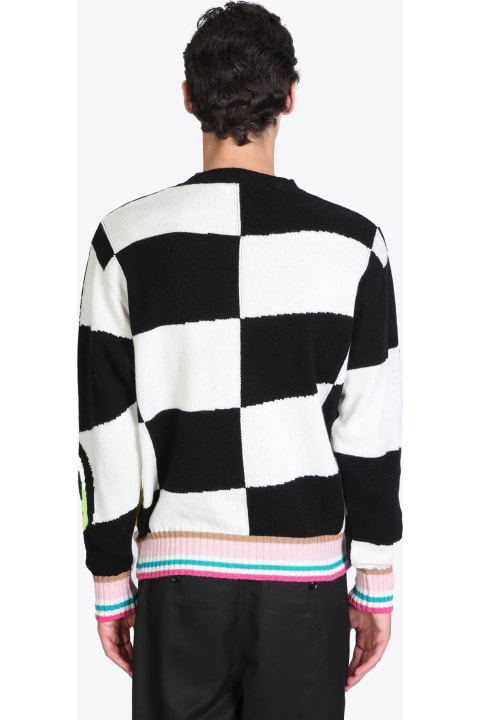 Sweater Unisex Black and white jacquard check sweater.