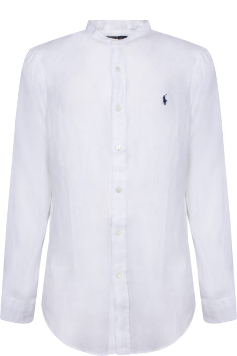 Fashion for Men Polo Ralph Lauren White Linen Mandarin Collar Shirt Polo Ralph Lauren