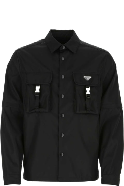 Shirts for Men Prada Black Re-nylon Shirt