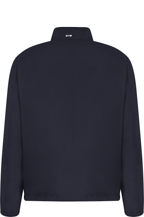 Fashion for Men Herno Blue Stretch Wool Bomber Jacket