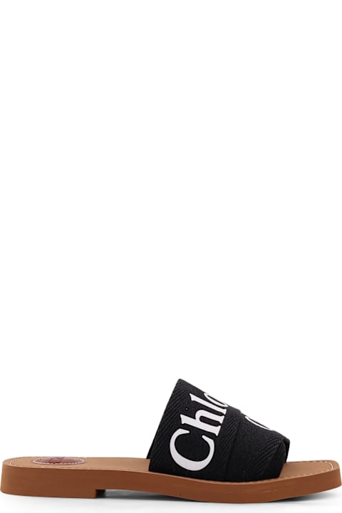 Chloé Woody Flat Linen Sandals