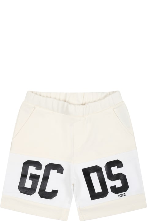 ガールズ GCDS Miniのボトムス GCDS Mini White Sports Shorts For Babies With Logo