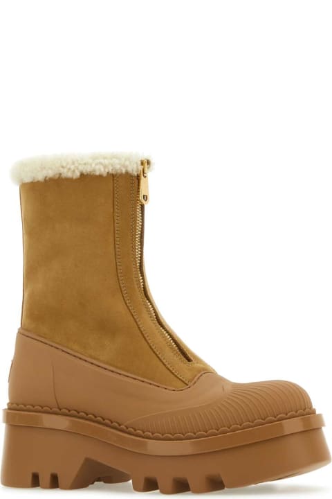 Chloé for Women Chloé Camel Suede And Rubber Raina Ankle Boots