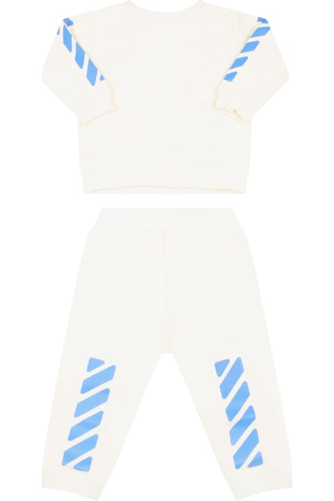 Ivory Tracksuit For Baby Boy With Logo