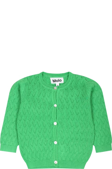 ベビーボーイズ Moloのニットウェア＆スウェットシャツ Molo Green Cardigan For Baby Girl
